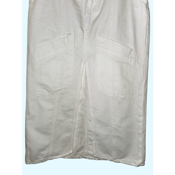 ZARA The Cargo White Denim Maxi  Front Slit Skirt NWT Light Academia Preppy Core - Picture 6 of 7